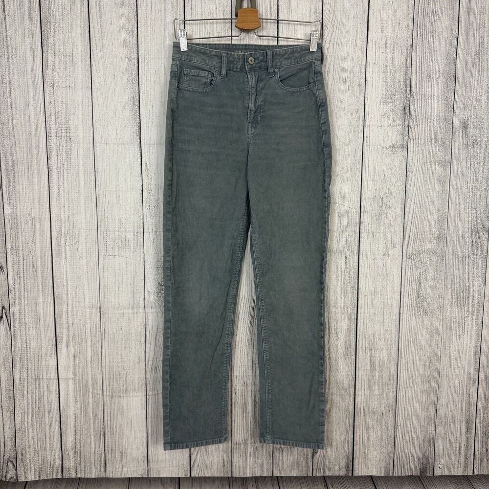 American Eagle Women's Size 4 Long Bluish Gray Mom Straight Jean Corduroy Pants